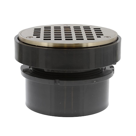 Jones Stephens 4in. LevelBest Complete Hub Fit Drain System with 3in. Metal Spud and 5in. Nickel Bronze Strainer D50463